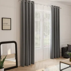 Rideau occultant thermique Boreal Linder gris L.260 x l.140 cm