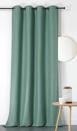 Rideau occultant thermique Boreal Linder bleu vert L.260 x l.140 cm
