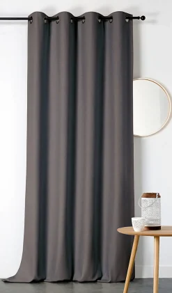 Rideau occultant thermique Boreal Linder marron taupe L.260 x l.140 cm