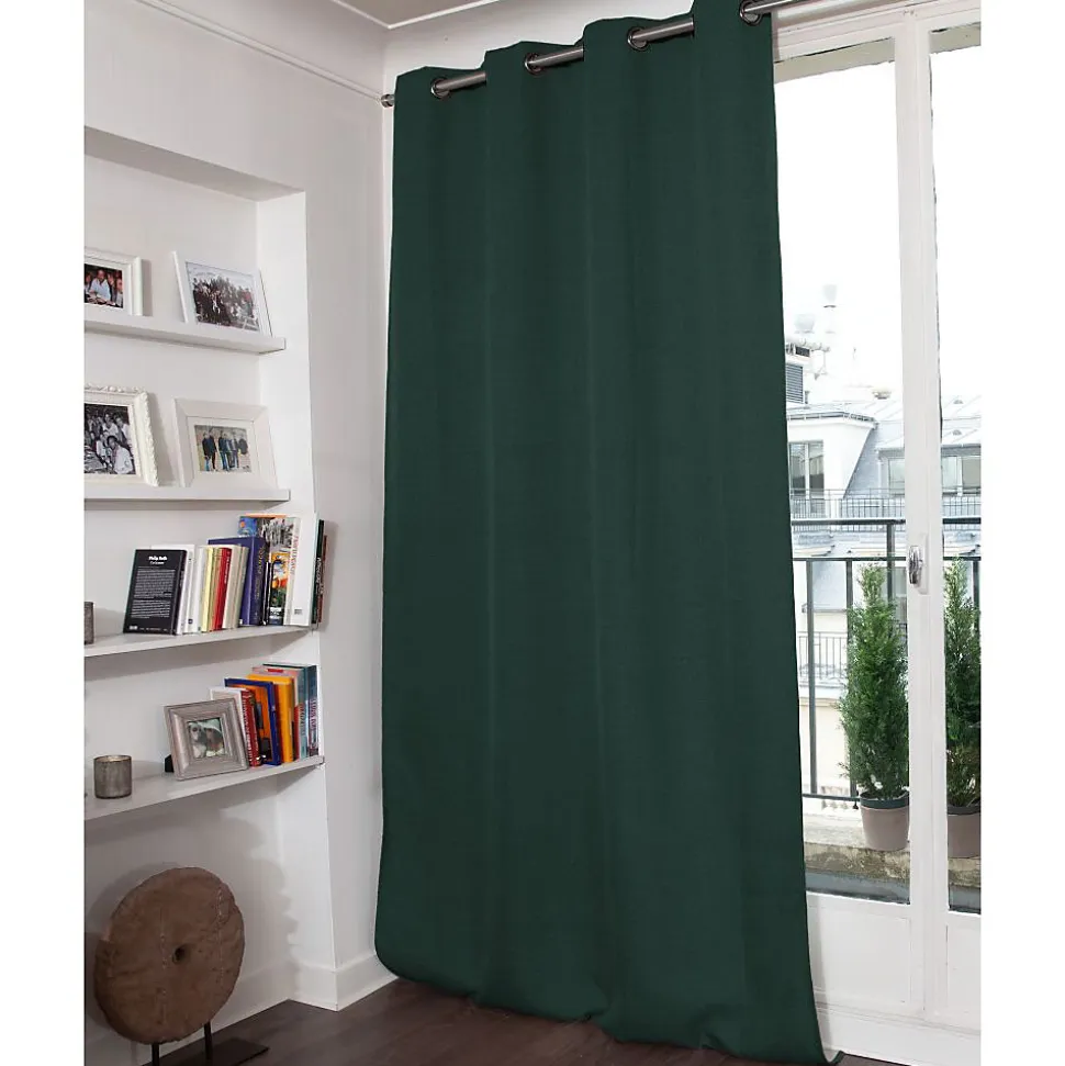 Rideau Occultant Total Effet Lin Oeillets Vert MC228 130 x 260 (LxH)