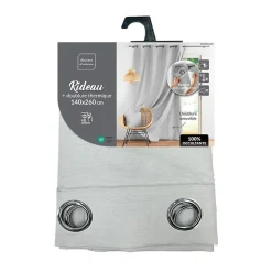 Rideau occultant/thermique/phonique doublure amovible 140 x 260 cm Coverline Gris