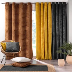 Rideau occutant 140 x 240 cm en velours relief Analia Camel