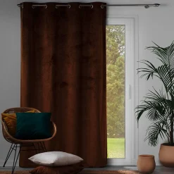 Rideau occutant 140 x 240 cm en velours relief Analia Camel