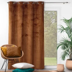 Rideau occutant 140 x 240 cm en velours relief Analia Camel