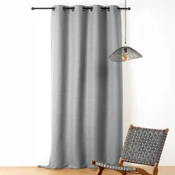 Rideau phonique coton et chanvre tressage naturel (140x240 cm - Bleu)