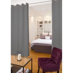 Rideau phonique séparateur pièce Oeillet + bas ourlet Gris MC09 135 x 250 (LxH)