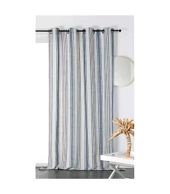 Rideau rayé toile à matelas bleu - 145x265cm - Bleu