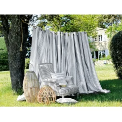 Rideau rayé toile à matelas bleu - 145x265cm - Bleu