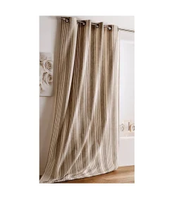 Rideau rayé toile à matelas - 145x265cm - Naturel