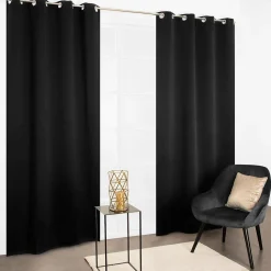 Rideau Sky occultant polyester satin noir l.135 x H.240 cm