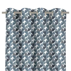 Rideau tamisant à œillets effet flammé Peca imprimé géométrique bleu marine H.260 x l.140cm GoodHome