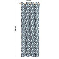 Rideau tamisant à œillets effet flammé Peca imprimé géométrique bleu marine H.260 x l.140cm GoodHome