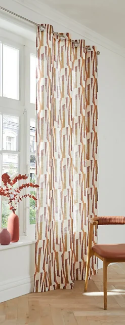 Rideau tamisant à œillets Eileen imprimé géométrique multicouleurs H.260 x l.140cm Ornami