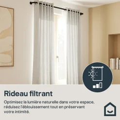 Rideau tamisant à œillets effet jacquard Jind beige H.260 x l.140cm GoodHome