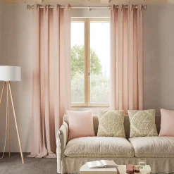 Rideau tamisant à œillets effet gaze de coton rose nude H.260 x l.140cm GoodHome Jalna