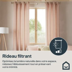 Rideau tamisant à œillets effet gaze de coton rose nude H.260 x l.140cm GoodHome Jalna