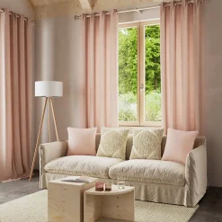 Rideau tamisant à œillets effet gaze de coton rose nude H.260 x l.140cm GoodHome Jalna