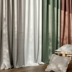 Rideau tamisant à œillets en lin Ambala vert kaki clair H.260 x l.140cm GoodHome