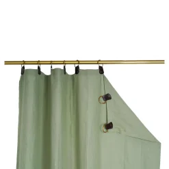 Rideau tamisant à œillets en lin Ambala vert kaki clair H.260 x l.140cm GoodHome