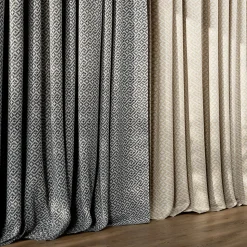 Rideau tamisant à œillets effet jacquard Mafana coton noir et blanc H.260 x l.140cm GoodHome