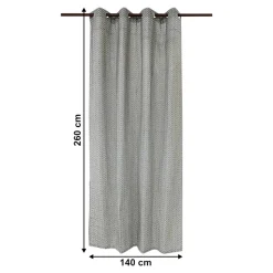 Rideau tamisant à œillets effet jacquard Mafana coton noir et blanc H.260 x l.140cm GoodHome