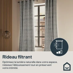 Rideau tamisant à œillets effet jacquard Jind gris H.260 x l.140cm GoodHome