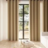 Rideau tamisant à œillets effet tissé Novan jaune H.260 x l.140cm GoodHome