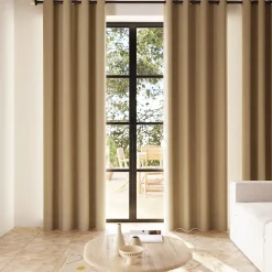 Rideau tamisant à œillets effet tissé Novan jaune H.260 x l.140cm GoodHome