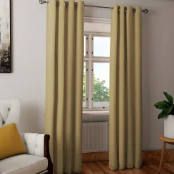 Rideau tamisant à œillets effet tissé Novan jaune H.260 x l.140cm GoodHome