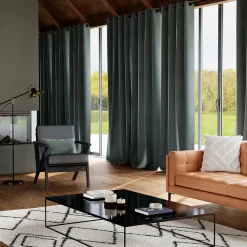 Rideau tamisant à œillets effet velours Valgreta vert foncé H.260 x l.140cm GoodHome