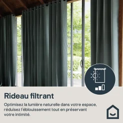 Rideau tamisant à œillets effet velours Valgreta vert foncé H.260 x l.140cm GoodHome