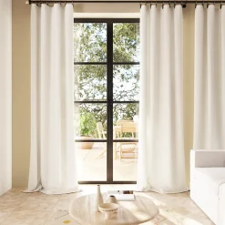 Rideau tamisant à œillets en lin Ambala blanc H.260 x l.140cm GoodHome