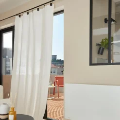 Rideau tamisant à œillets en lin Ambala blanc H.260 x l.140cm GoodHome