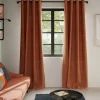 Rideau tamisant à œillets effet chenille Pahea terracotta H.260 x l.135cm GoodHome