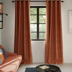 Rideau tamisant à œillets effet chenille Pahea terracotta H.260 x l.135cm GoodHome