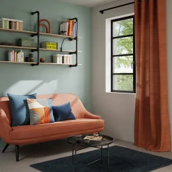 Rideau tamisant à œillets effet chenille Pahea terracotta H.260 x l.135cm GoodHome