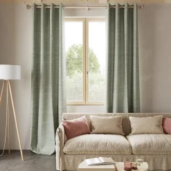 Rideau tamisant à œillets effet tissé Novan vert sauge H.260 x l.140cm GoodHome