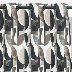 Rideau tamisant à œillets effet jacquard Janis feuillage noir H.260 x l.140cm Rocle