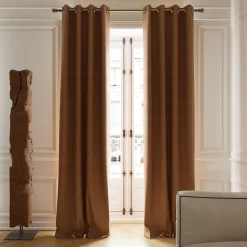 Rideau tamisant à œillets effet tissé Novan marron camel H.260 x l.140cm GoodHome