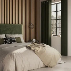 Rideau tamisant à œillets effet tissé Novan vert kaki foncé H.260 x l.140cm GoodHome