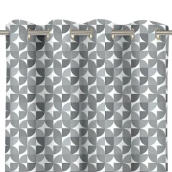 Rideau tamisant à œillets effet flammé Peca imprimé géométrique gris H.260 x l.140cm GoodHome