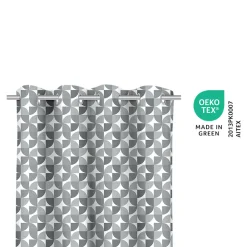 Rideau tamisant à œillets effet flammé Peca imprimé géométrique gris H.260 x l.140cm GoodHome