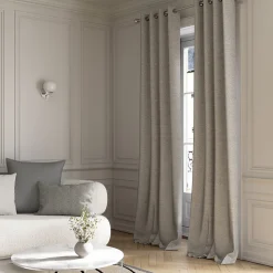 Rideau tamisant à œillets effet jacquard Dosa gris H.260 x l.140cm GoodHome