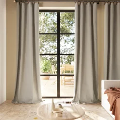 Rideau tamisant à œillets en lin Ambala beige lin H.260 x l.140cm GoodHome