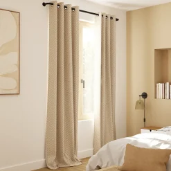 Rideau tamisant à œillets effet jacquard Mafana coton jaune moutarde H.260 x l.140cm GoodHome