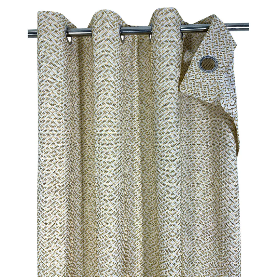 Rideau tamisant à œillets effet jacquard Mafana coton jaune moutarde H.260 x l.140cm GoodHome