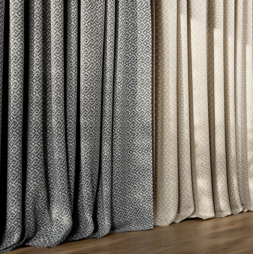 Rideau tamisant à œillets effet jacquard Mafana coton jaune moutarde H.260 x l.140cm GoodHome