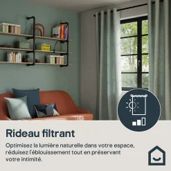 Rideau tamisant à œillets Hiva coton vert clair H.260 x l.140cm GoodHome