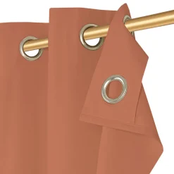 Rideau tamisant à œillets Hiva coton terracotta H.260 x l.140cm GoodHome