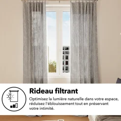 Rideau tamisant à œillets Opp imprimé géométrique gris foncé H.260 x l.140 GoodHome
